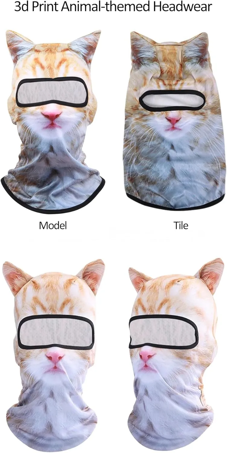 3D Cat Ski Balaclava Sheisty Face Mask with Ears Cute Animal Ski Mask for Music Festivals Raves Party Outdoor Activities