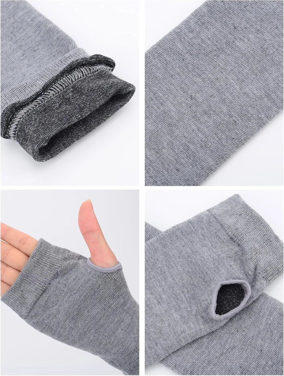 Bememo 3 Pairs Long Fingerless Gloves for Women Arm Warmers Unisex Arm Sleeves Knit Thumb Elbow Hole Stretchy Gloves Goth