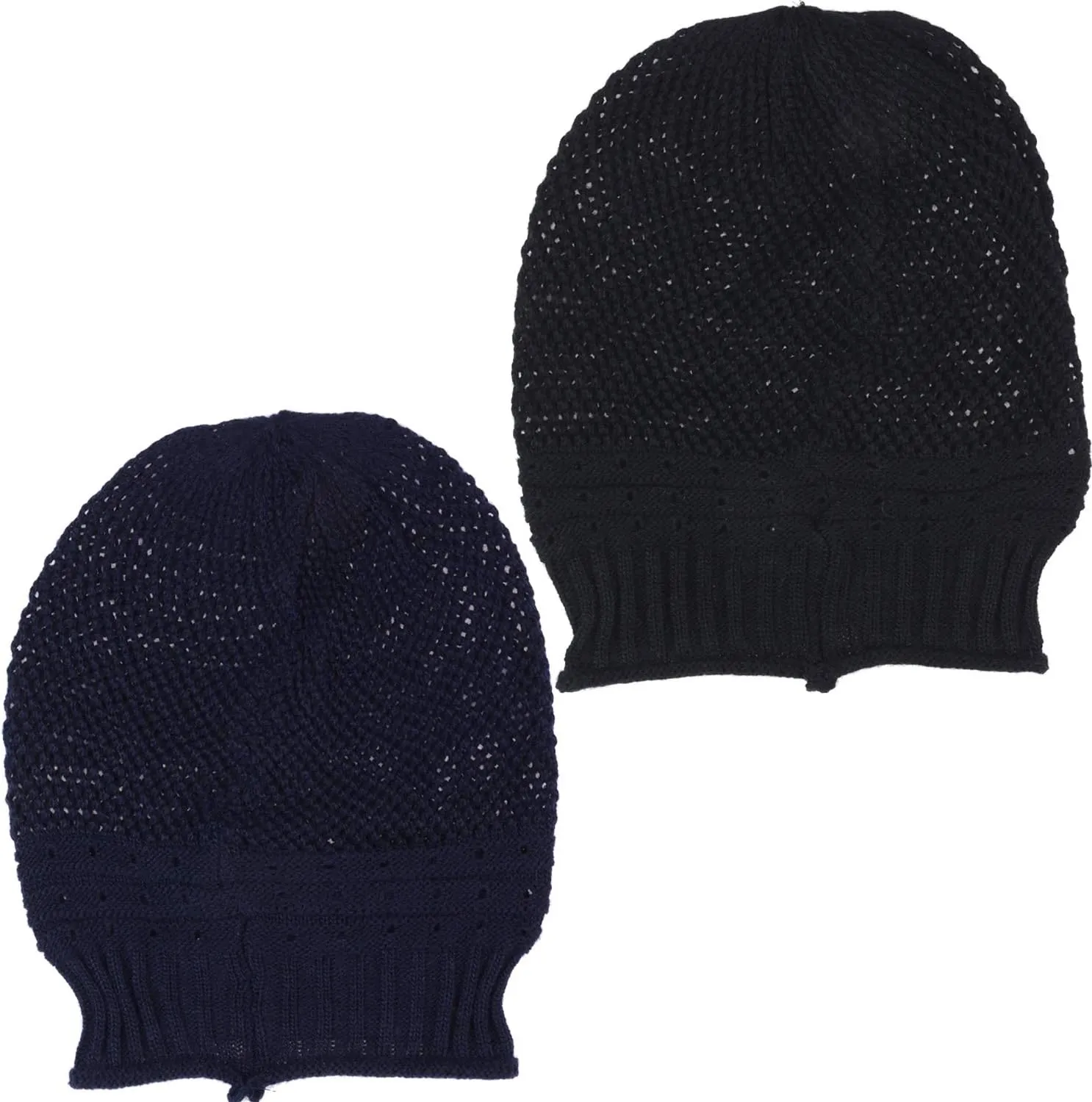 BYOS Women's Airy Cool Lightweight Cutout Long Slouchy Crochet Knit Beanie Hat