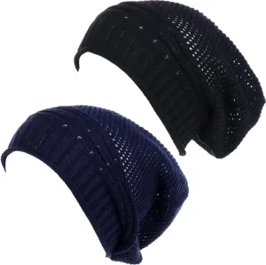 BYOS Women's Airy Cool Lightweight Cutout Long Slouchy Crochet Knit Beanie Hat