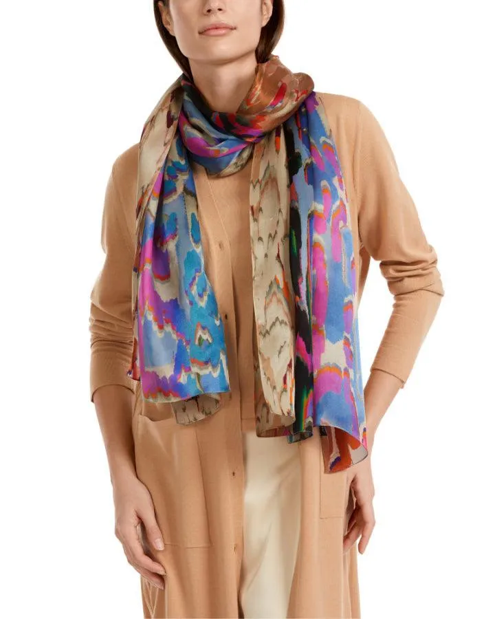Colorful Print Silk Scarf