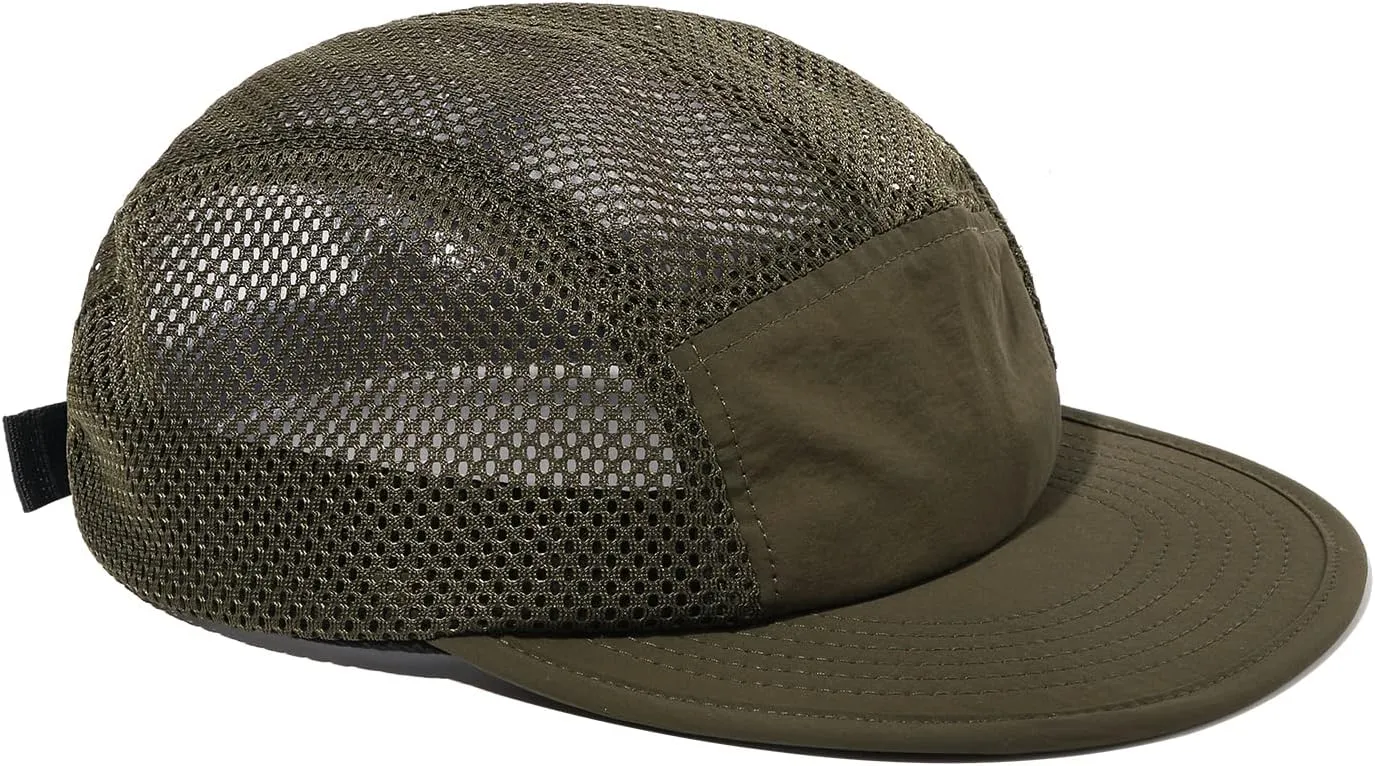 Croogo Mesh 5 Panel Hat Adjustable Trucker Baseball Cap Lightweight Breathable Quick Dry Cap Hip Hop Style Flat Brim Hats