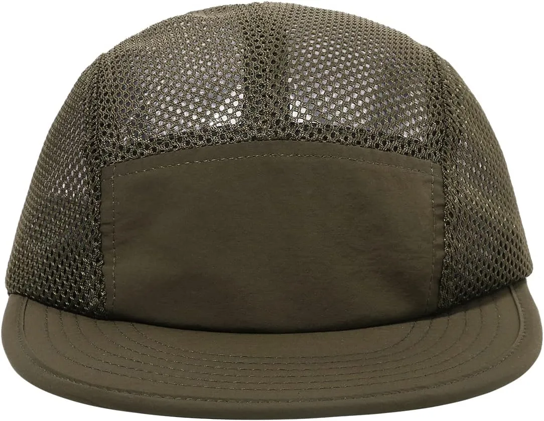 Croogo Mesh 5 Panel Hat Adjustable Trucker Baseball Cap Lightweight Breathable Quick Dry Cap Hip Hop Style Flat Brim Hats