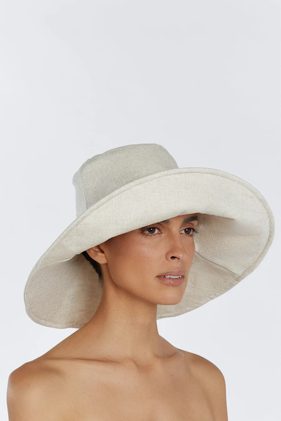 DIANA NATURAL LINEN WIDE BRIM HAT
