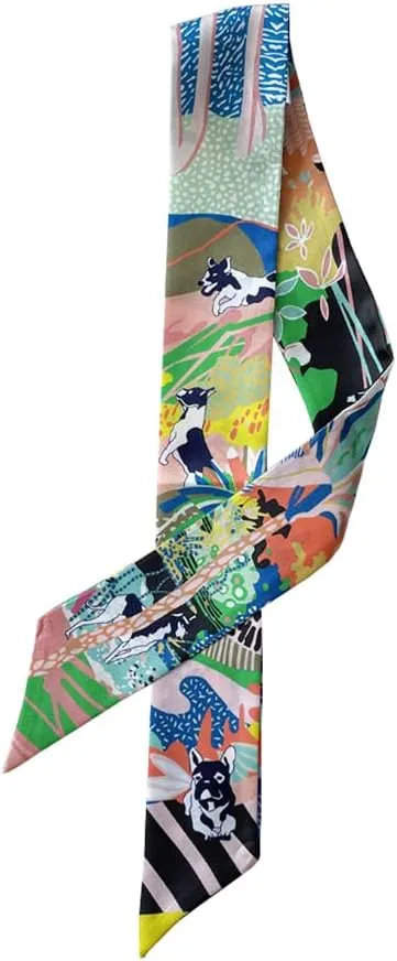 JERLA 100% Mulberry Silk Scarf for Women Men - Head Hair Ribbon, Handbag Handle Wrap, Tie Bundle, Neckerchief