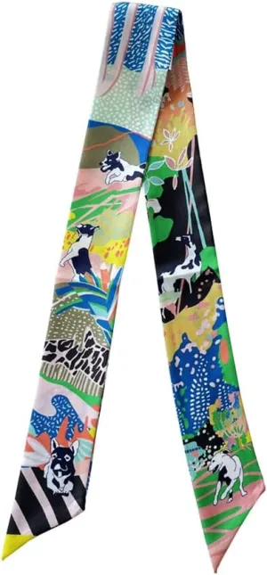 JERLA 100% Mulberry Silk Scarf for Women Men - Head Hair Ribbon, Handbag Handle Wrap, Tie Bundle, Neckerchief