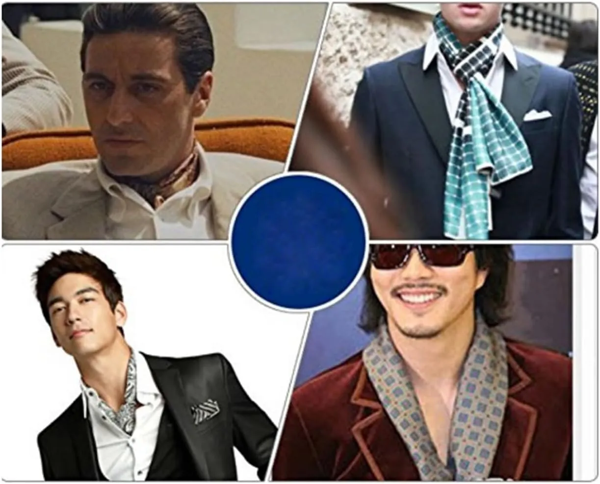 Mens 100 Silk Scarf Double Layers Fashion Wrap Neckerchief Formal Business Casual Party