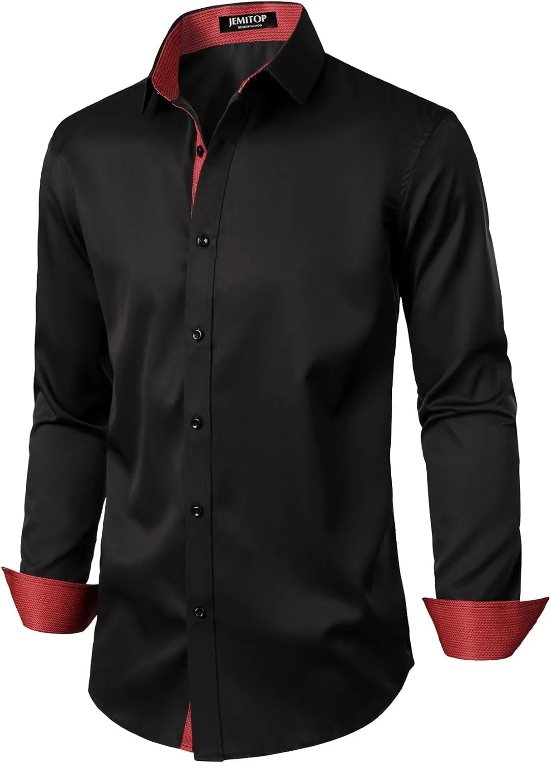 Men's Stretch Multi-Use Long Sleeve Dress Shirts Party Prom Wedding Shirts with Slight Sheen