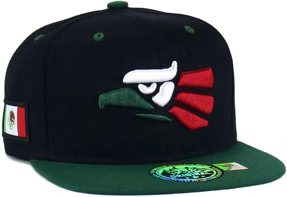 Mexican Mexico Hat Hecho En Mexico Eagle Aguila Snapback Flat Bill Baseball Cap