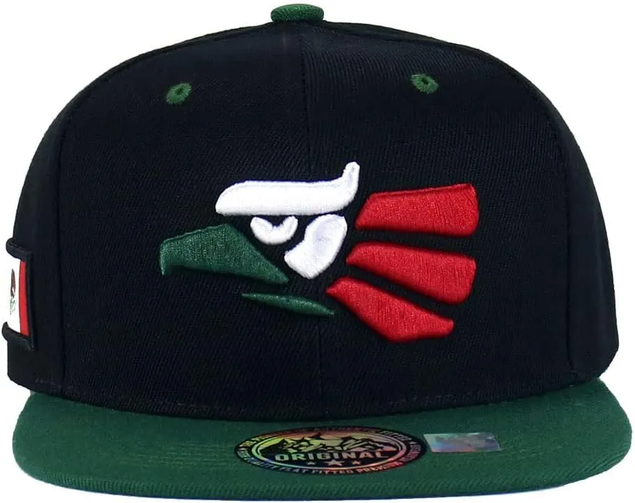 Mexican Mexico Hat Hecho En Mexico Eagle Aguila Snapback Flat Bill Baseball Cap