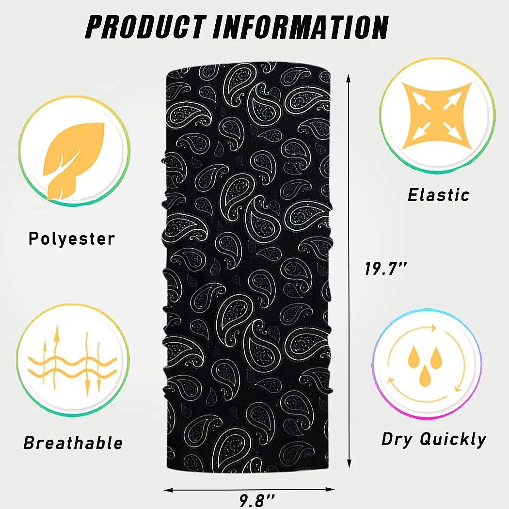 Neck Gaiter Mask Face Scarf Bandana Tube Cover Headwear Balaclava Headband Headwrap for Men and Women