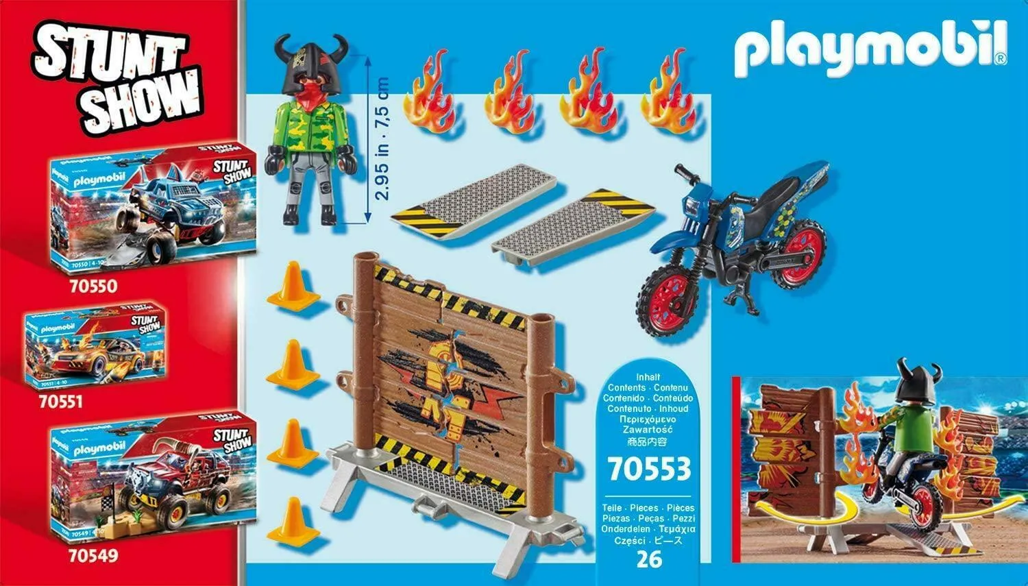 Playmobil 70553 Stunt Show MotoRCross Fiery Wall