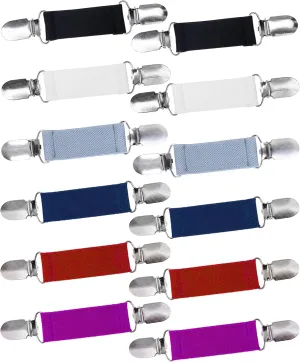 Ruisita 12 Pieces Summer Fashion Dress Clips Stainless Steel Elastic Short-Sleeve Shirts Clip Garments Glove Clips