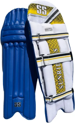 SS Cricket Match Premium Batting Leg Guards - Adult and Junior Size, Choice of Mulitple Colors (Navy, White, Black, Green, Royal Blue)