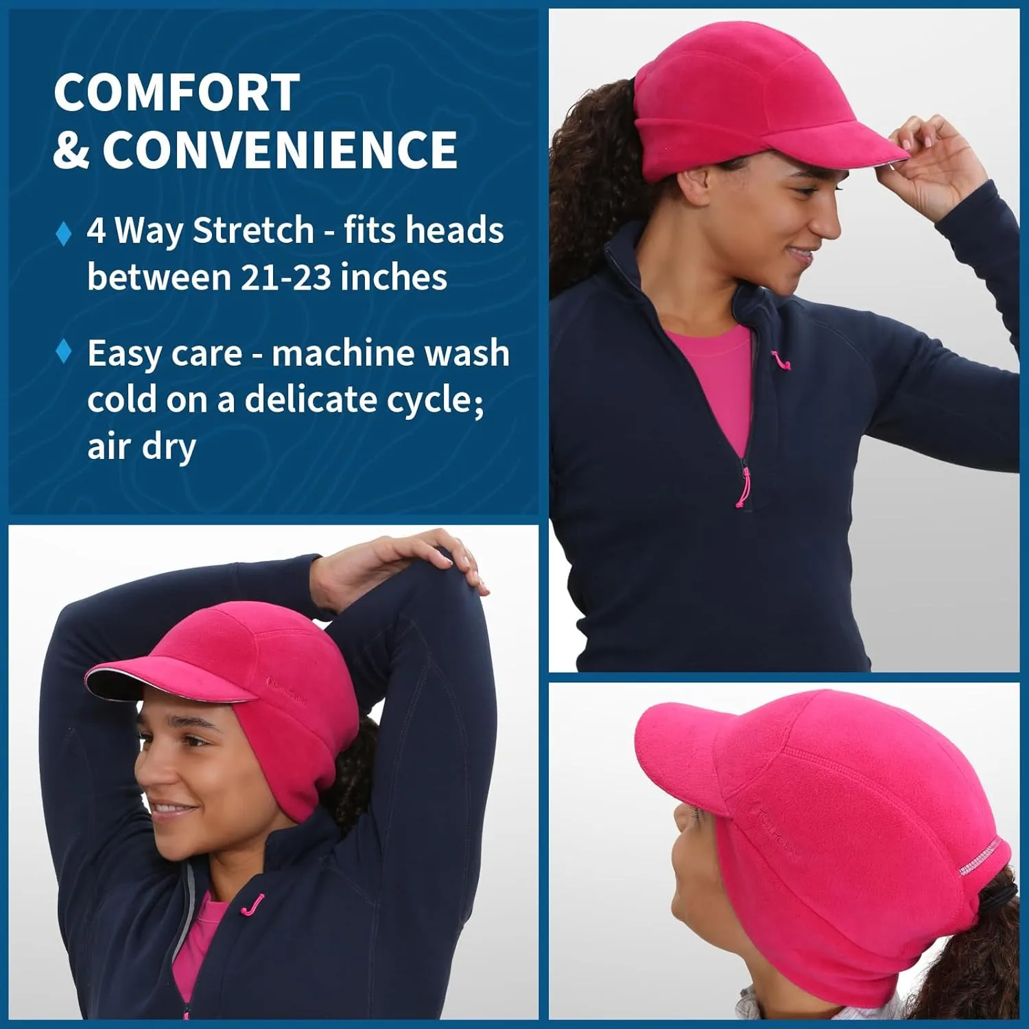 TrailHeads Fleece Ponytail Hat for Women  Trailblazer Reflective Winter Hat with Ponytail Hole for Workouts