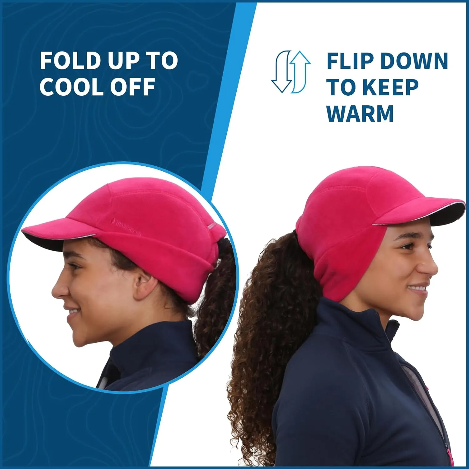 TrailHeads Fleece Ponytail Hat for Women  Trailblazer Reflective Winter Hat with Ponytail Hole for Workouts