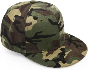 UltraKey Flat Brim Cap, Army Military Camo Baseball Cap Camouflage Hip Hop Flat Bill Plain Snapback Hats