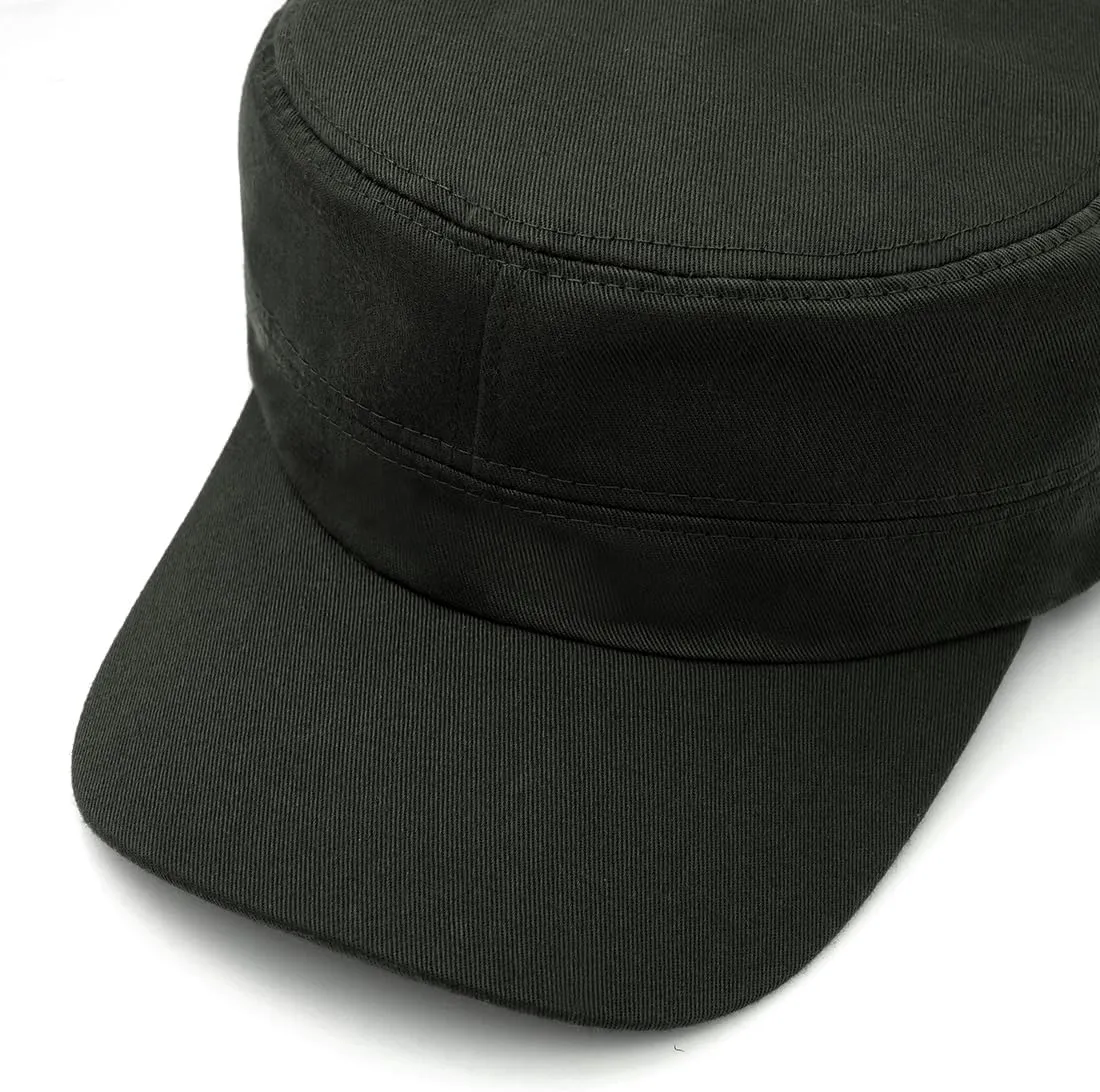 Unisex Cadet Army Cap Flat Top Cap Twill Military Corps Hat for Women Men