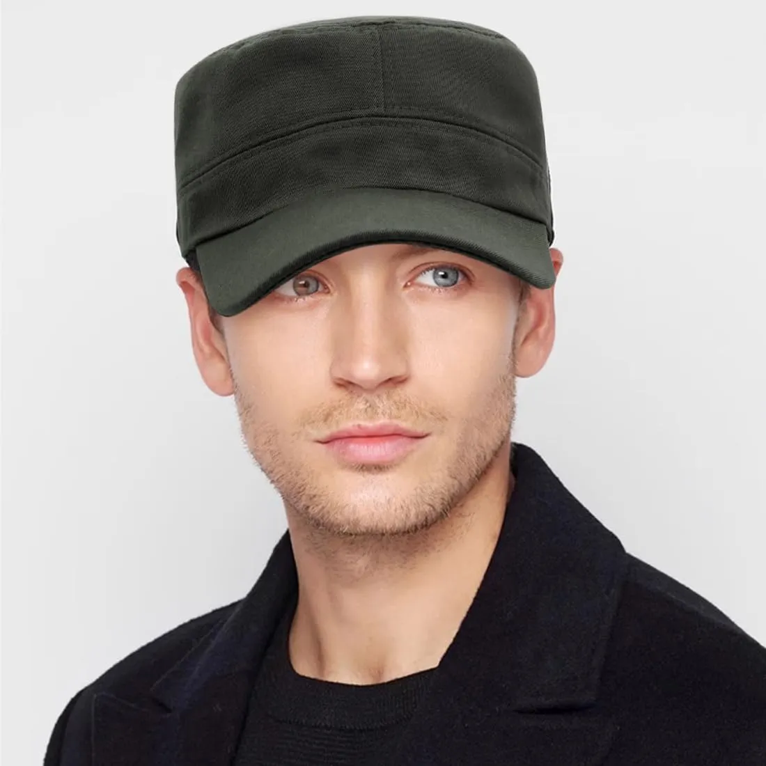 Unisex Cadet Army Cap Flat Top Cap Twill Military Corps Hat for Women Men