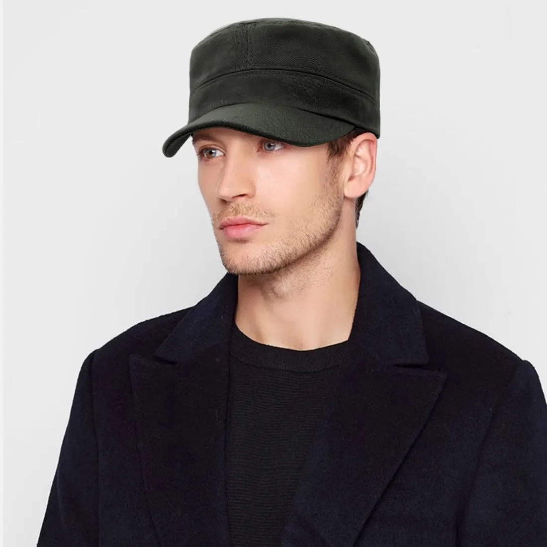 Unisex Cadet Army Cap Flat Top Cap Twill Military Corps Hat for Women Men