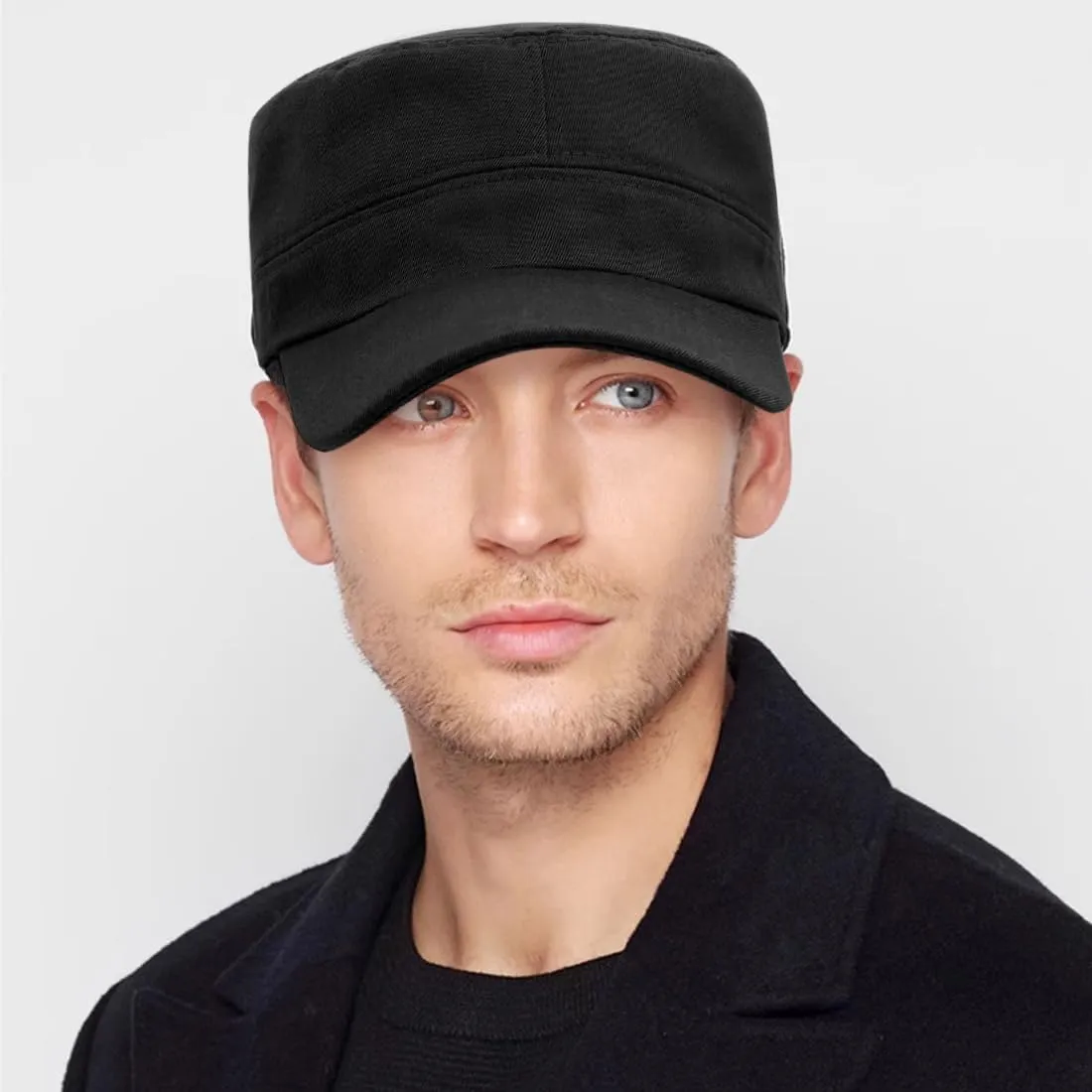 Unisex Cadet Army Cap Flat Top Cap Twill Military Corps Hat for Women Men
