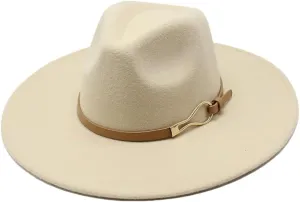 Unisex Fedoras Hat Women Big Wide Brim Vintage Khaki Felted Jazz Hat Winter Formal Dress Cap