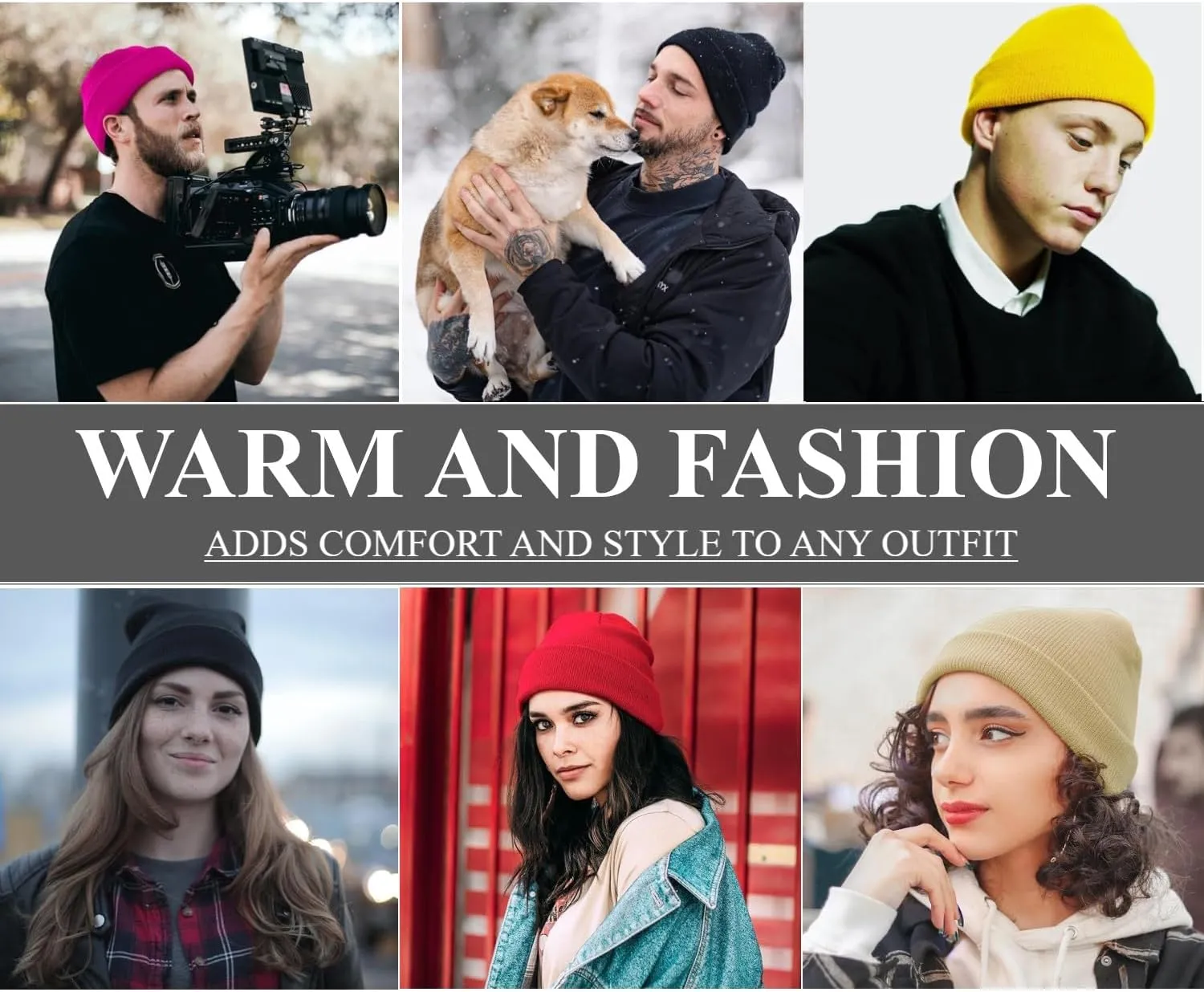 Unisex Solid Knit Cuffed Beanie - for Men and Women Daily Beanies Winter Warm Hat Skull Cap