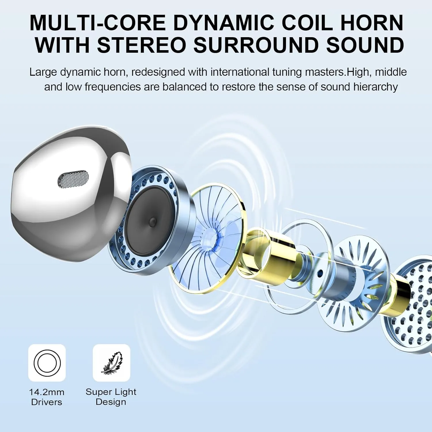 Wireless Earbuds, Bluetooth Headphones 48H Playtime Ear Buds with LED Power Display, IPX7 Waterproof Bluetooth 5.4 Earphones in-Ear Earbuds with 4 Mic for Android iOS Cell Phone Laptop, Silver