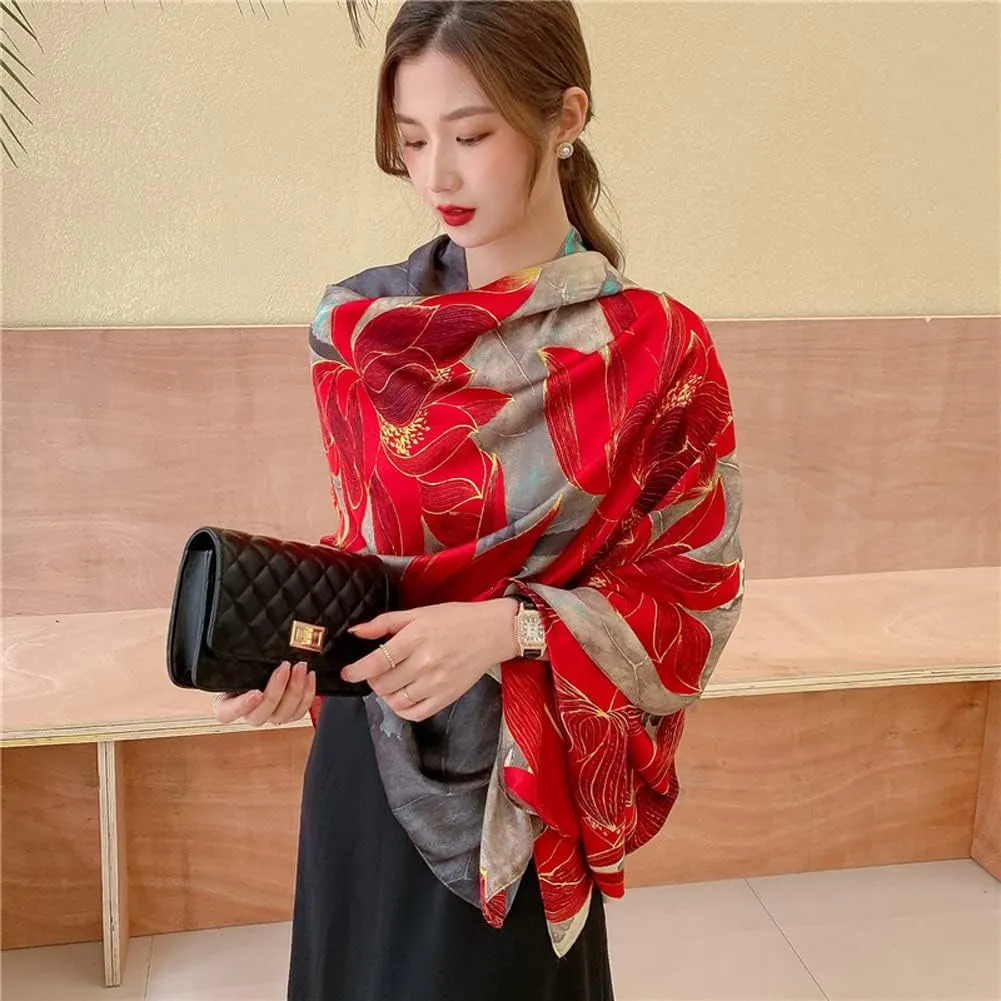 Women Scarf Headscarf Silk Feeling Scarf Fashion Scarves Long Lightweight Shawls for Women