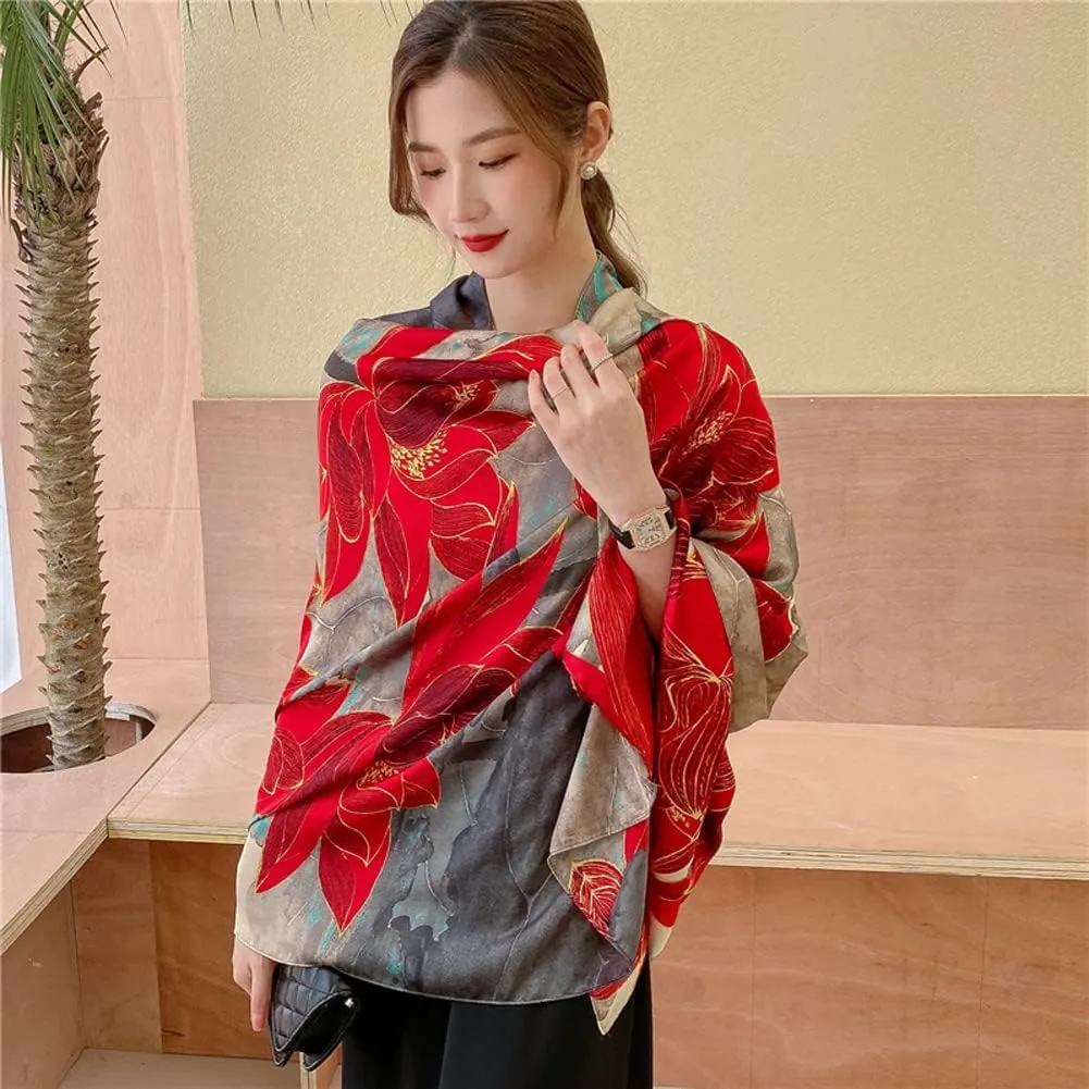 Women Scarf Headscarf Silk Feeling Scarf Fashion Scarves Long Lightweight Shawls for Women