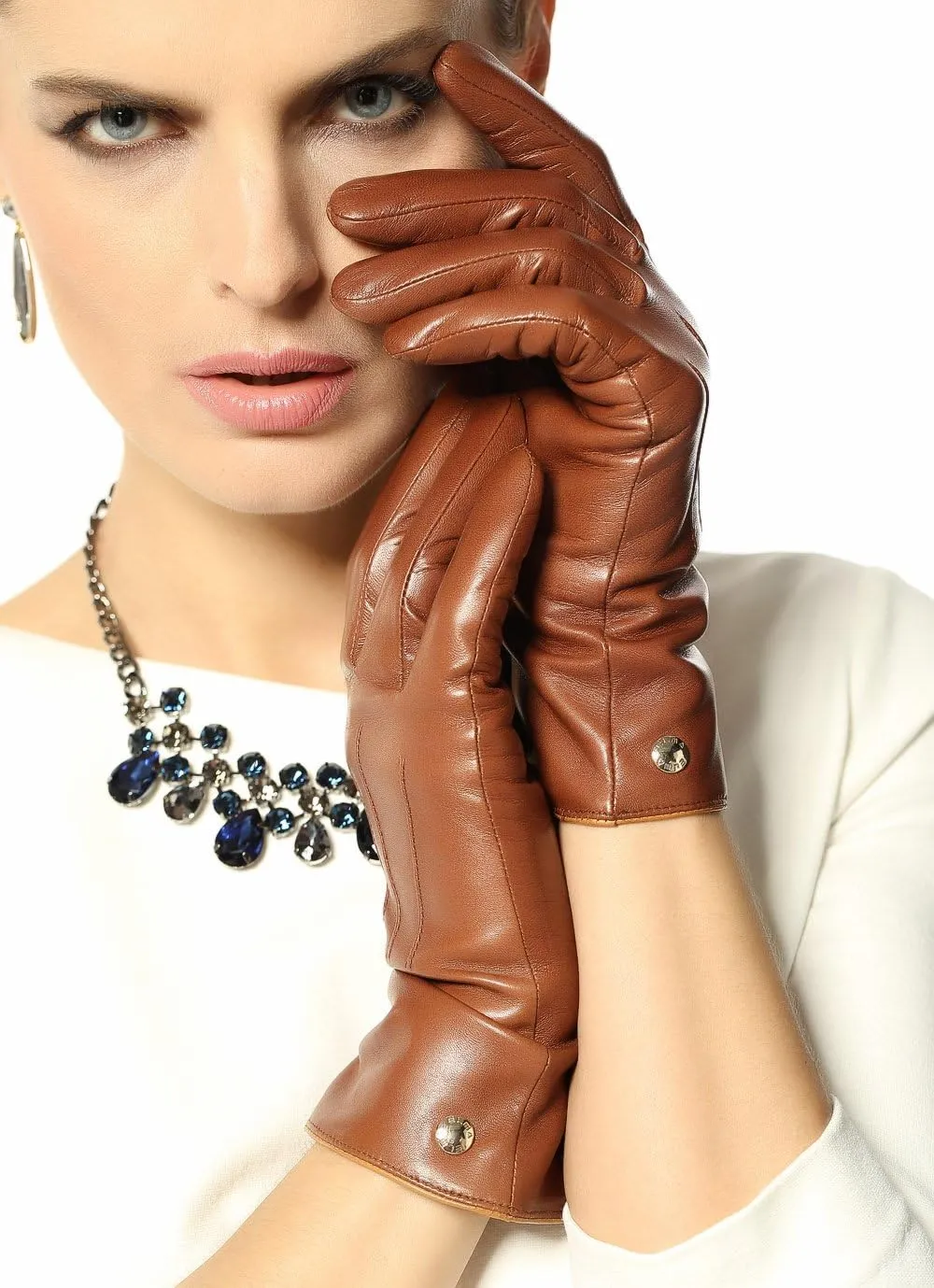 Womens Classic Touchscreen Texting Winter Warm Driving Hairsheep Leather Gloves 100% Pure Cashmere Lined