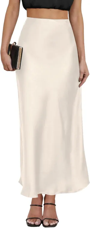 Women's Leopard Print Satin Maxi Skirt High Waisted Elastic Waistband Silk A-Line Casual Party 2025 Summer Long Skirts