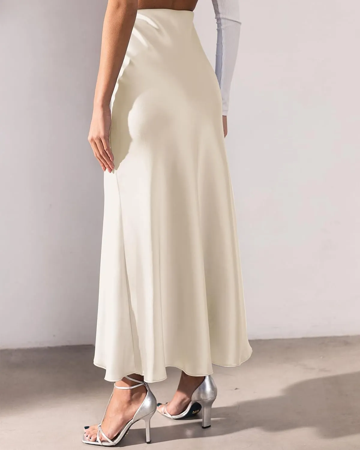 Women's Leopard Print Satin Maxi Skirt High Waisted Elastic Waistband Silk A-Line Casual Party 2025 Summer Long Skirts