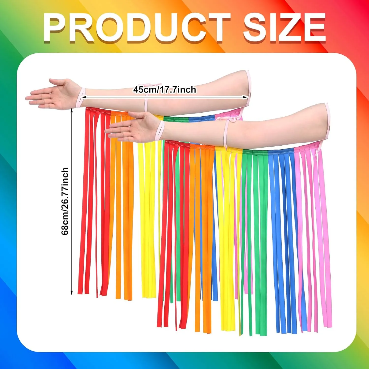 Xuhal Gay Pride Rainbow Striped Fringe Arm Warmer Rainbow Rave Outfits Fringe Warmer Outfit for Women Men Cosplay Accessories