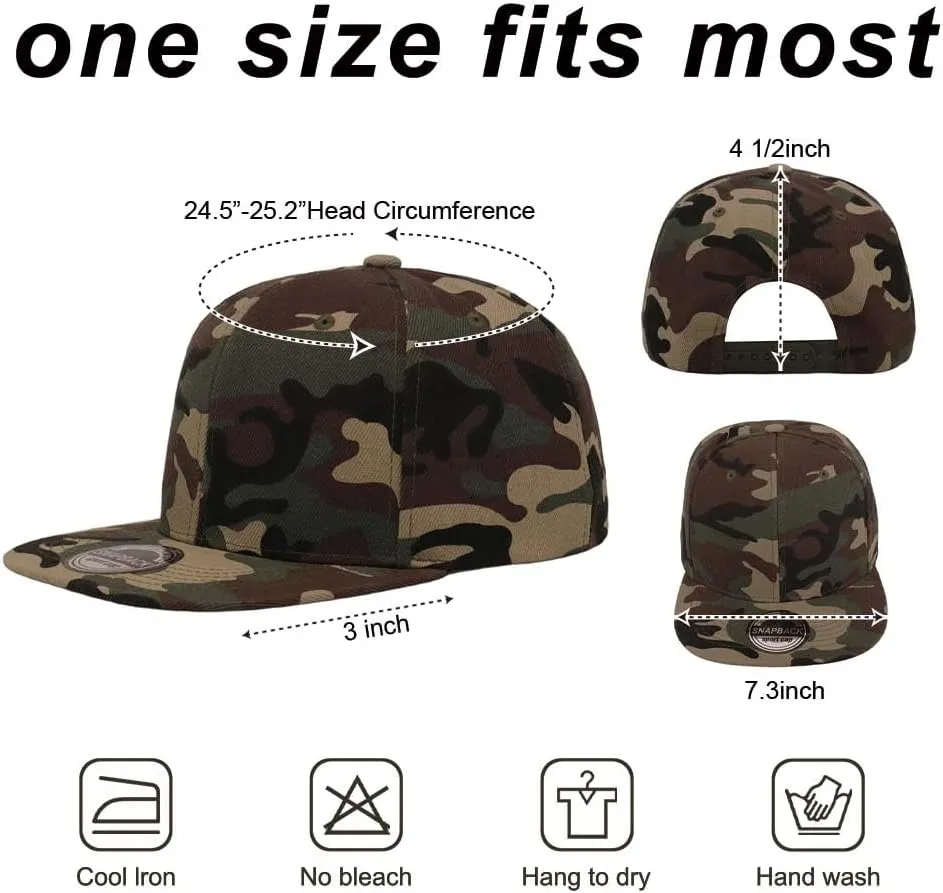 ZH Plain Flat Brim Snapback Baseball Caps Adjustable Blank Baseball Caps Wholesale 12 Pack