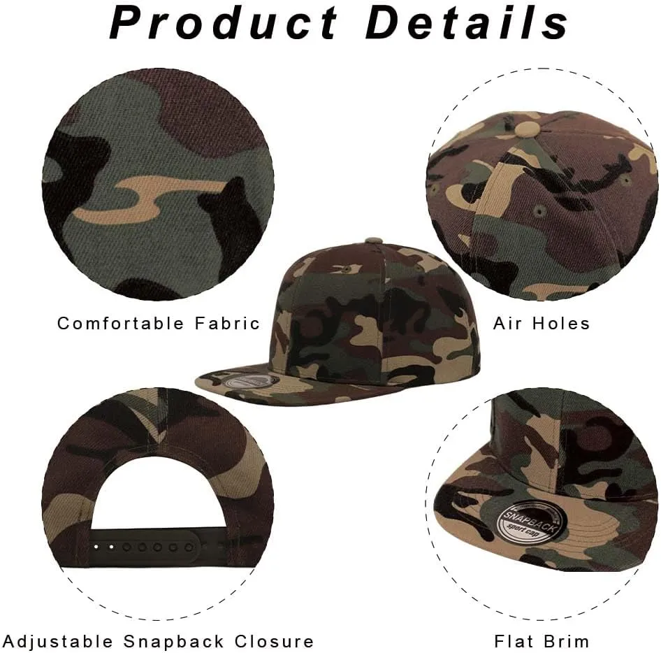 ZH Plain Flat Brim Snapback Baseball Caps Adjustable Blank Baseball Caps Wholesale 12 Pack