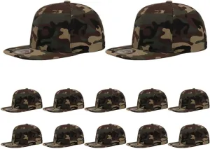 ZH Plain Flat Brim Snapback Baseball Caps Adjustable Blank Baseball Caps Wholesale 12 Pack